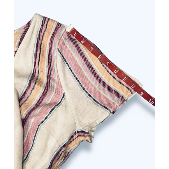 Forever 21+ Chambray Wrap Dress White Pink Orange Stripe Summer Plus Size 2X - Picture 13 of 14